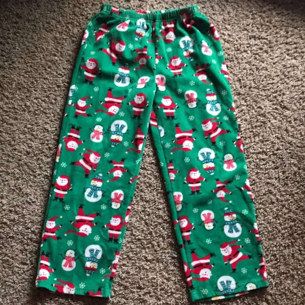Carter’s Christmas Green Fleece Santa & Snowman Boys Pajama Bottoms